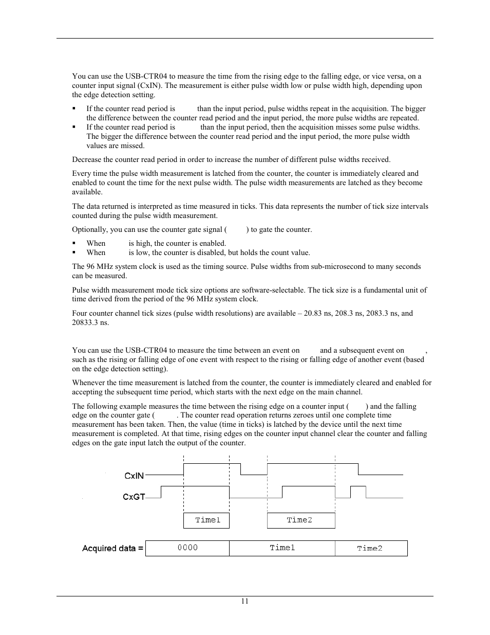 Pulse width measurement mode, Timing mode | Measurement Computing USB-CTR04 User Manual | Page 11 / 25