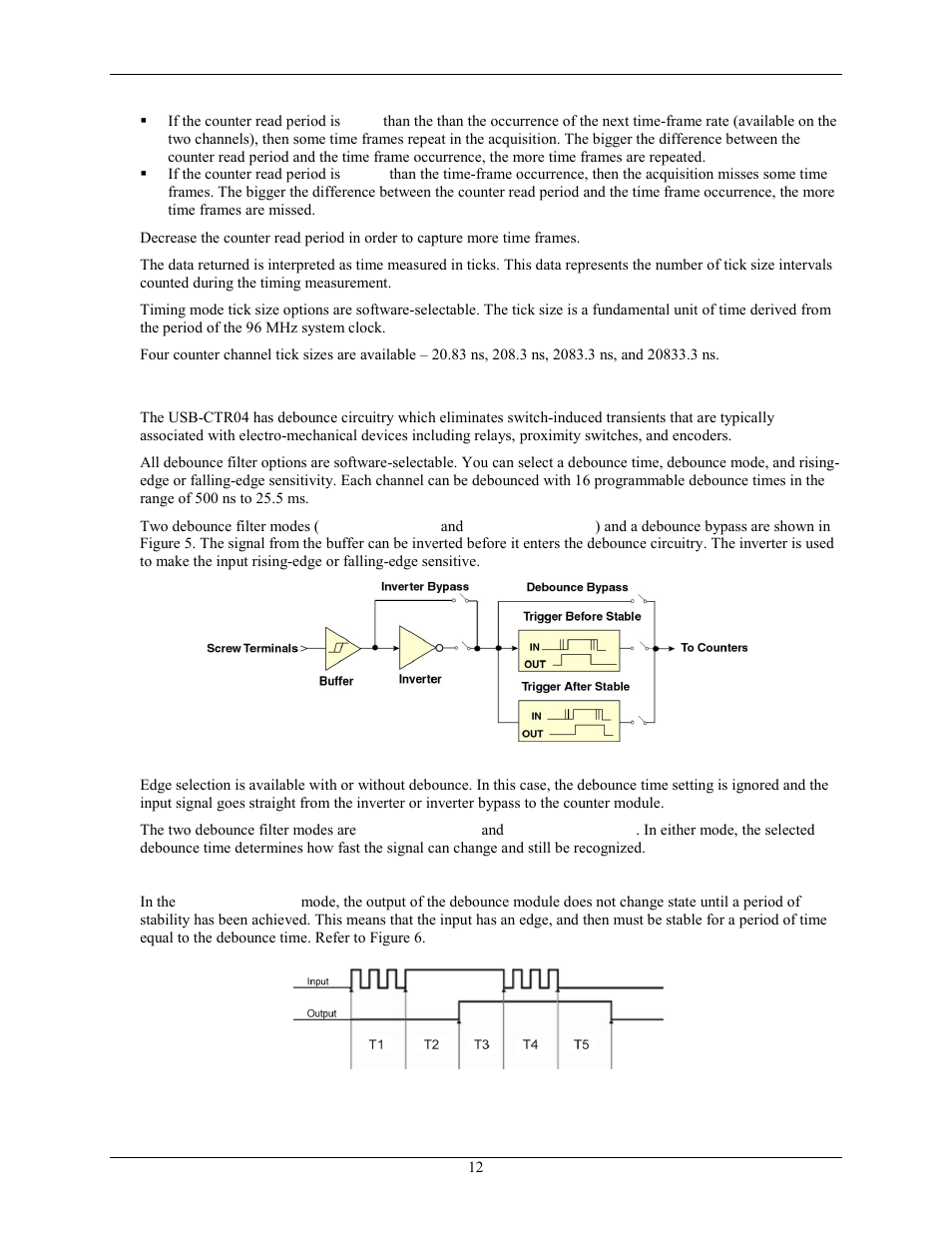Debounce filters, Trigger after stable mode | Measurement Computing USB-CTR04 User Manual | Page 12 / 25