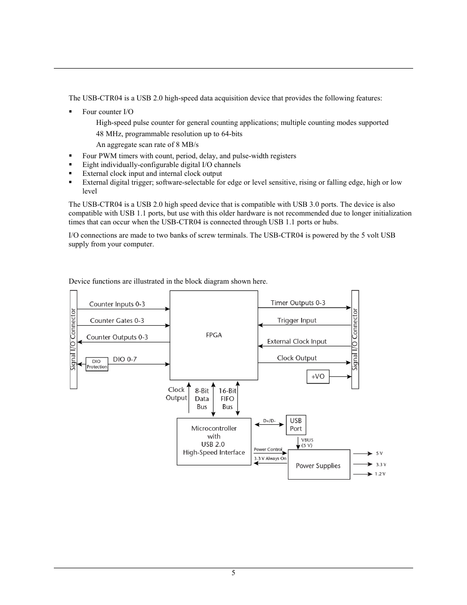 Introducing the usb-ctr04, Functional block diagram | Measurement Computing USB-CTR04 User Manual | Page 5 / 25