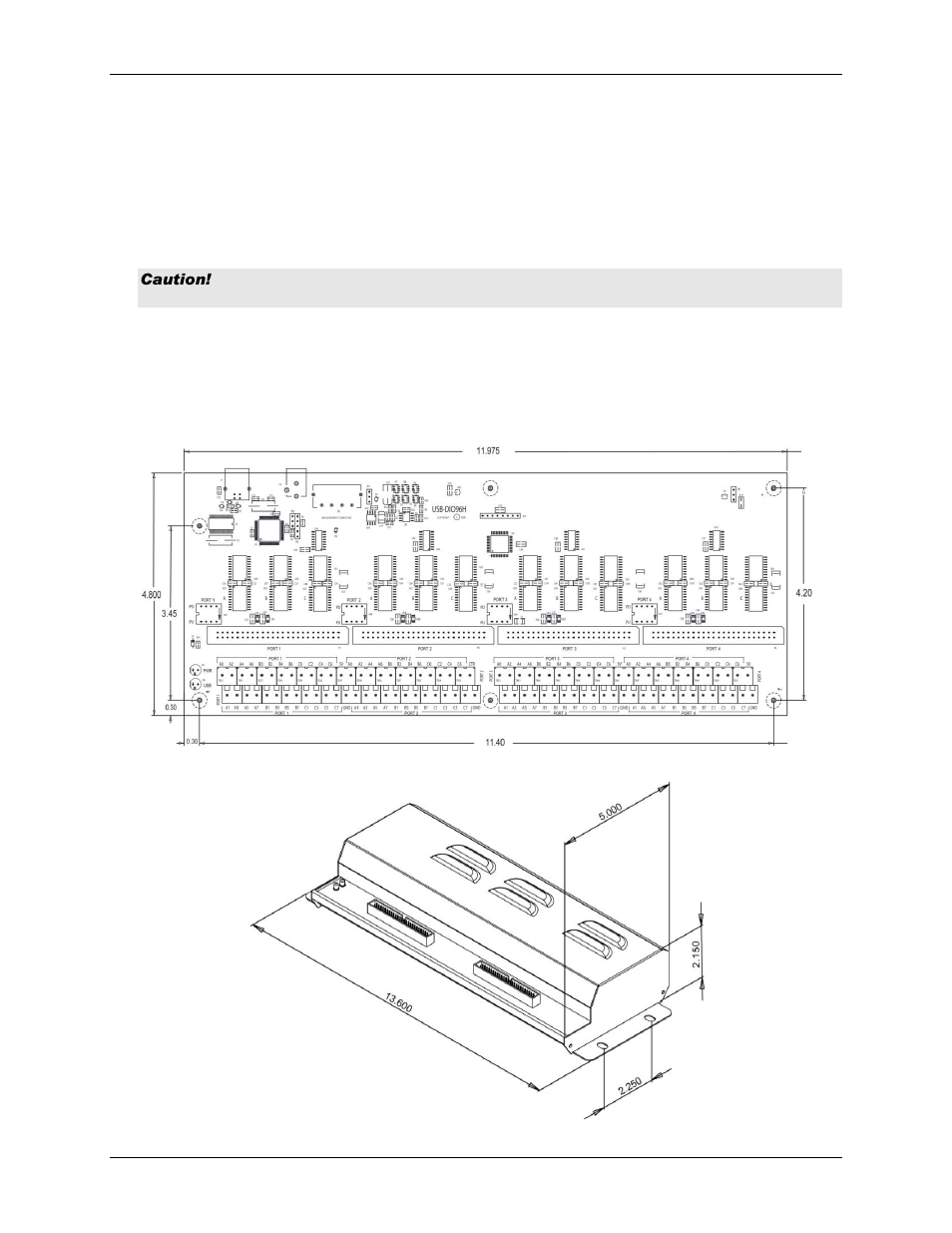 Counter input, Power outputs, Ground | Mechanical drawings | Measurement Computing USB-DIO96H User Manual | Page 14 / 24