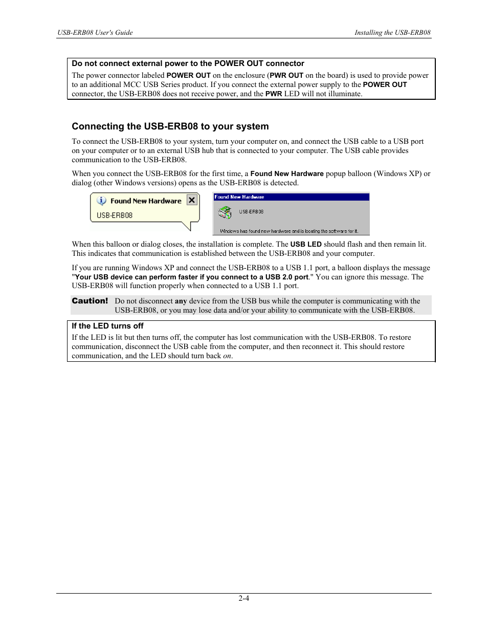 Connecting the usb-erb08 to your system, Connecting the usb-erb08 to your system -4 | Measurement Computing USB-ERB08 User Manual | Page 13 / 23