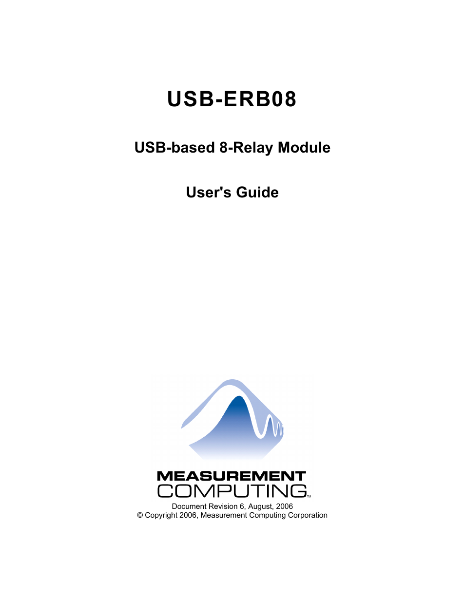 Usb-erb08, Usb-based 8-relay module user's guide | Measurement Computing USB-ERB08 User Manual | Page 2 / 23