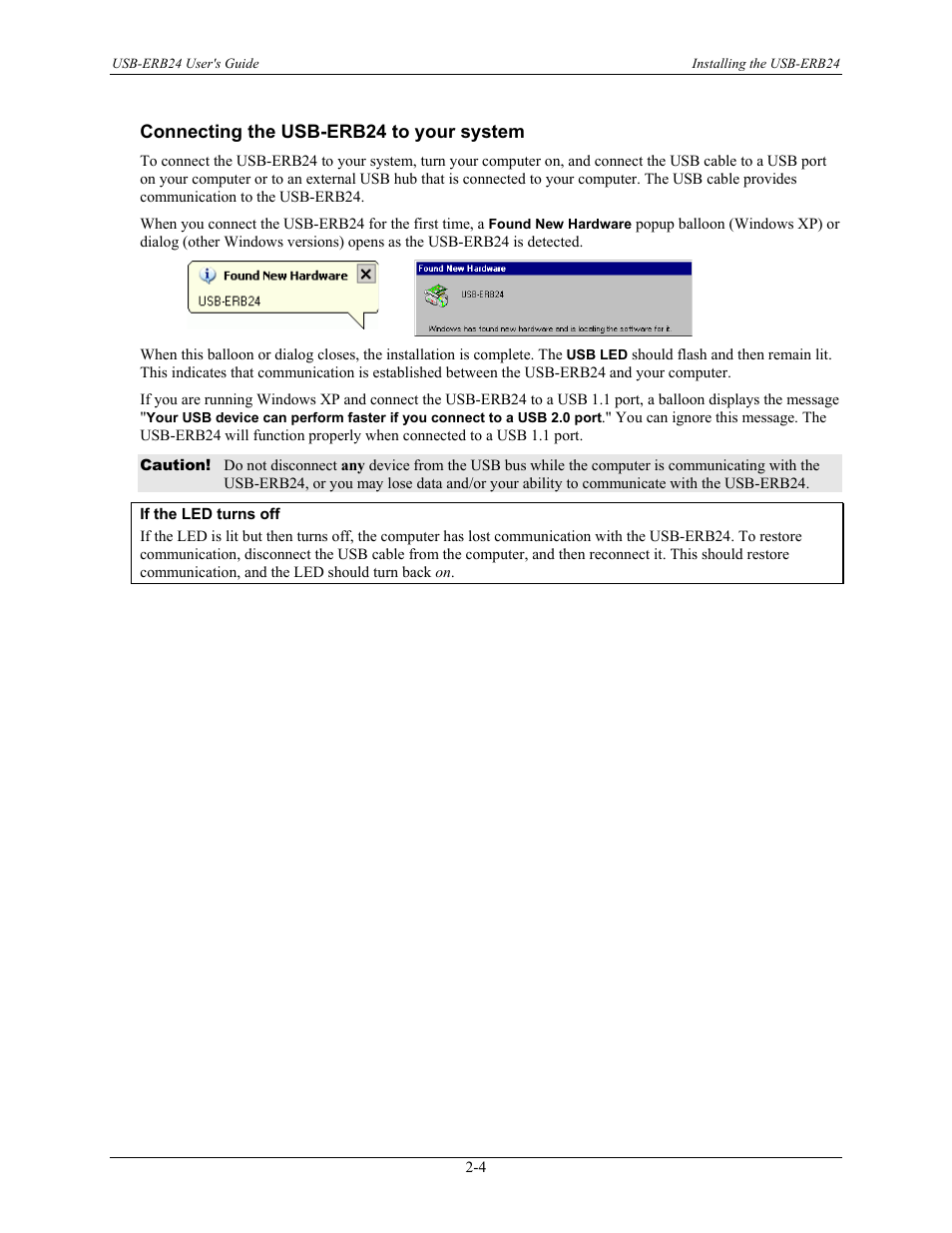 Connecting the usb-erb24 to your system, Connecting the usb-erb24 to your system -4 | Measurement Computing USB-ERB24 User Manual | Page 14 / 26