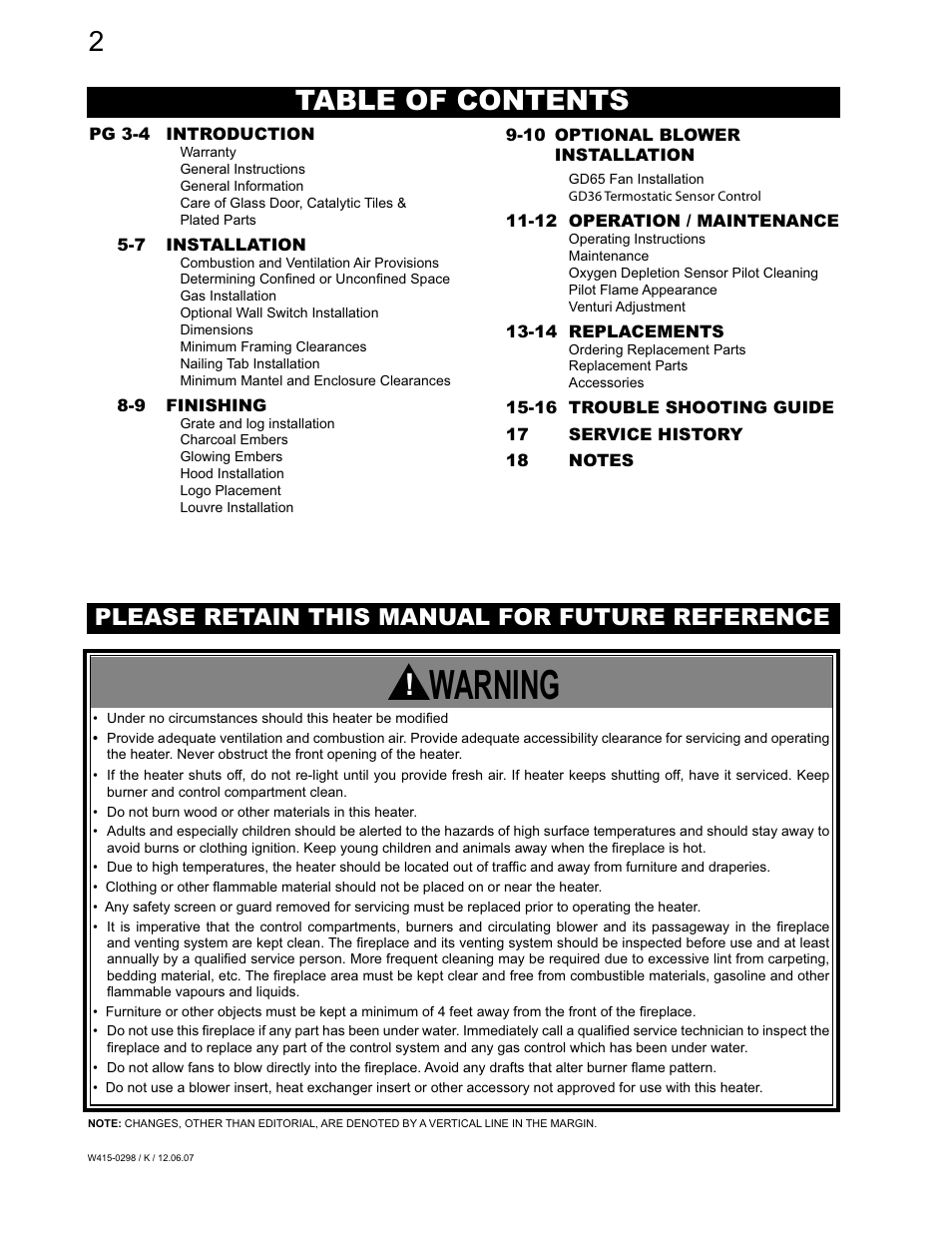 Continental CVF36P User Manual | Page 2 / 18