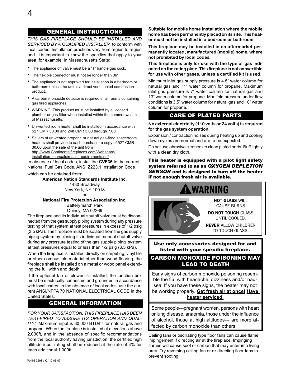 Continental CVF36P User Manual | Page 4 / 18