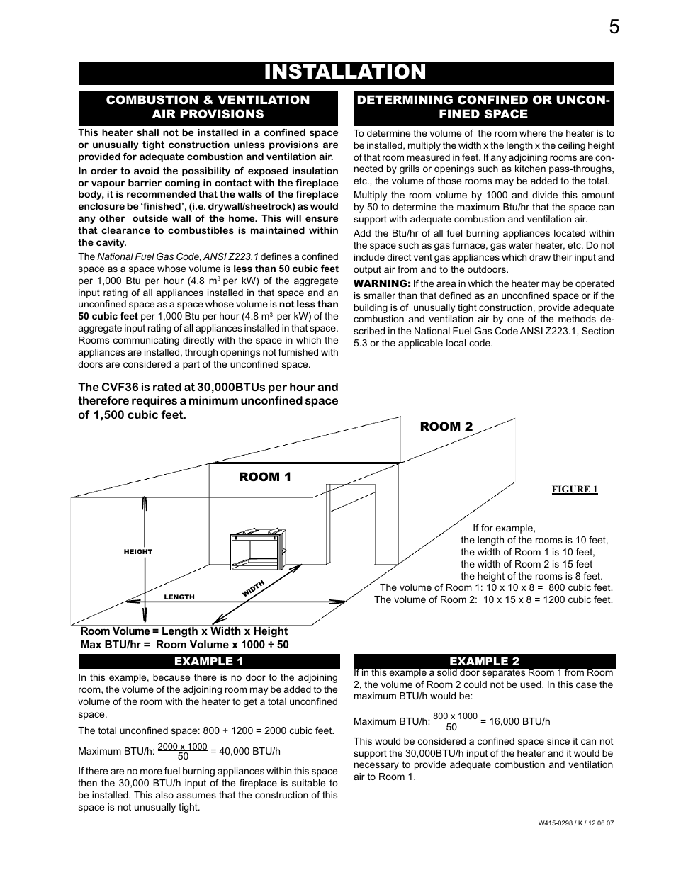 Installation | Continental CVF36P User Manual | Page 5 / 18