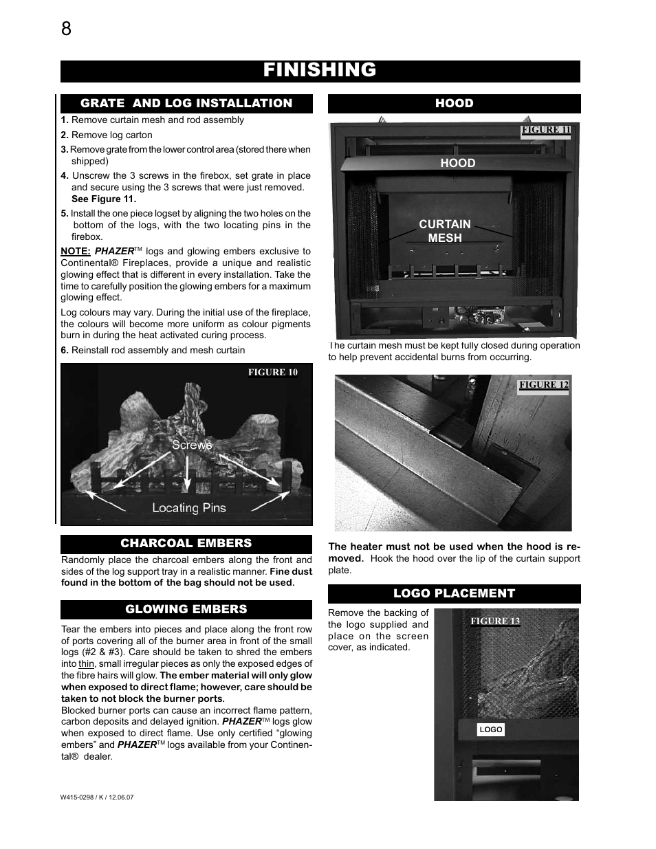 Finishing | Continental CVF36P User Manual | Page 8 / 18