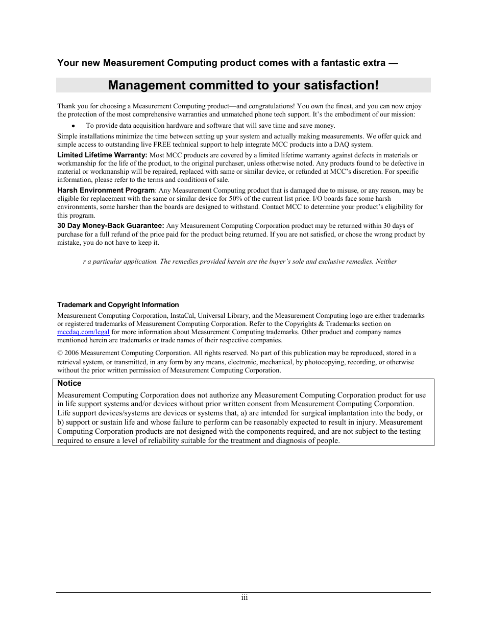 Management committed to your satisfaction | Measurement Computing USB-PDISO8 User Manual | Page 3 / 23
