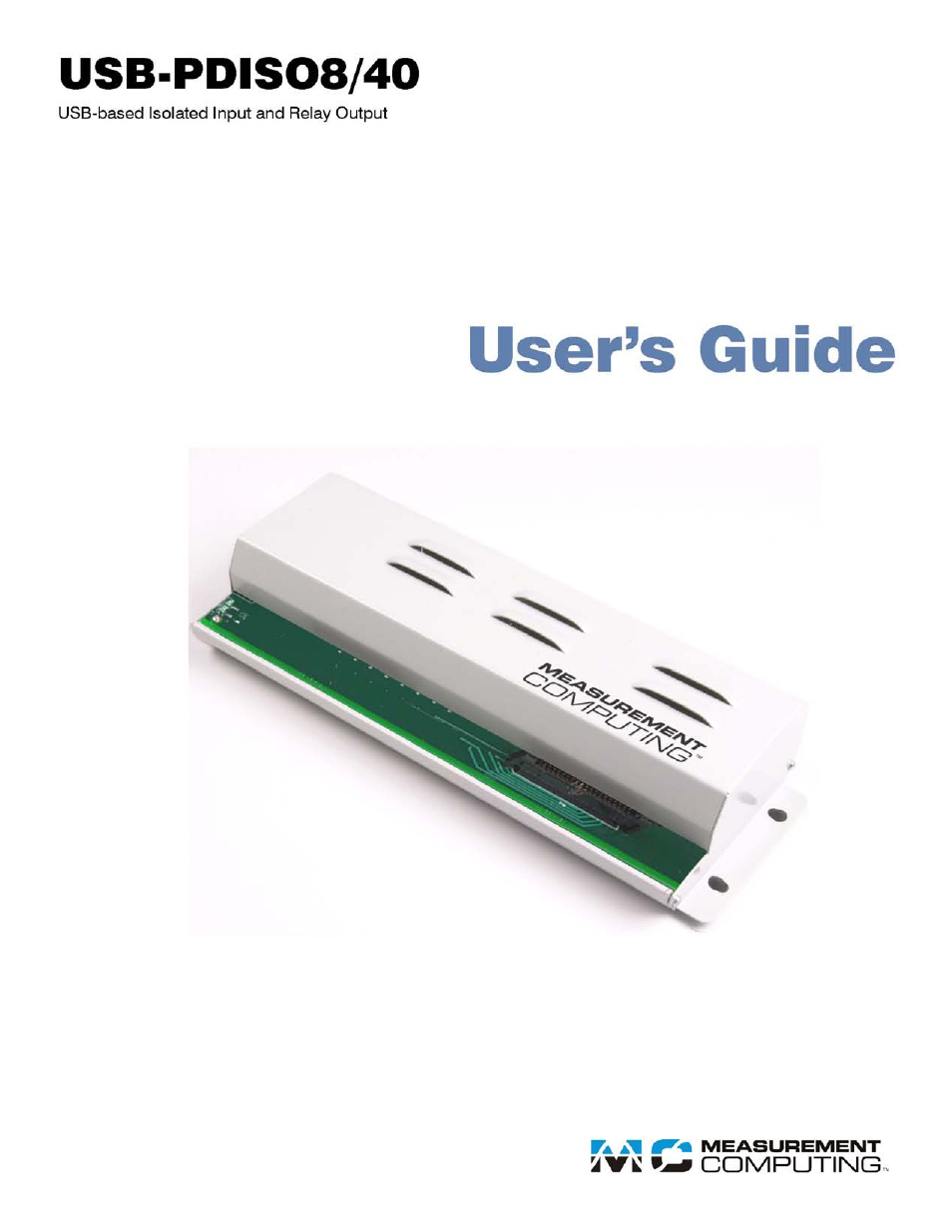 Measurement Computing USB-PDISO8/40 User Manual | 20 pages