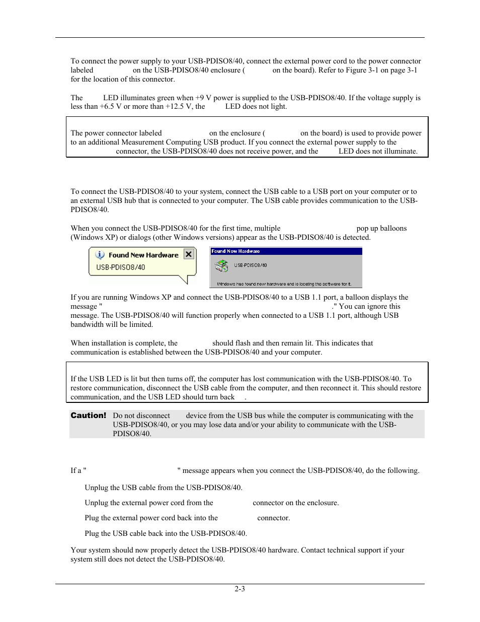 Connecting the usb-pdiso8/40 to your system, If your system does not detect the usb-pdiso8/40, Connecting the usb-pdiso8/40 to your system -3 | Measurement Computing USB-PDISO8/40 User Manual | Page 10 / 20