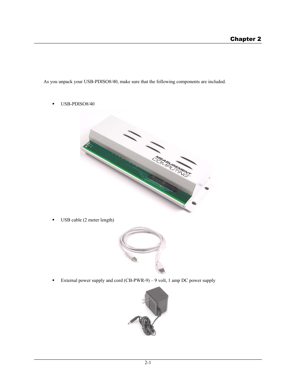 Installing the usb-pdiso8/40, What comes with your usb-pdiso8/40 shipment, Hardware | Installing the usb-pdiso8/40 -1, What comes with your usb-pdiso8/40 shipment? -1, Hardware -1 | Measurement Computing USB-PDISO8/40 User Manual | Page 8 / 20