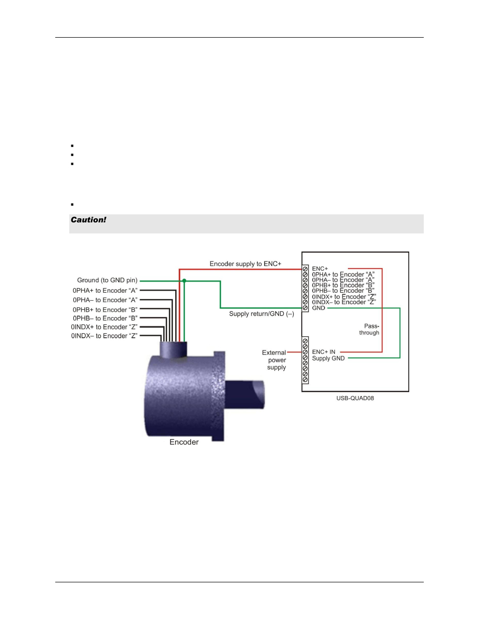 Connecting the usb-quad08 to an encoder | Measurement Computing USB-QUAD08 User Manual | Page 15 / 38