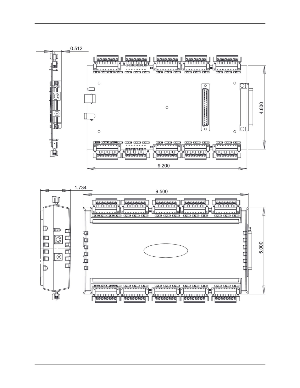 Mechanical drawings | Measurement Computing USB-QUAD08 User Manual | Page 28 / 38