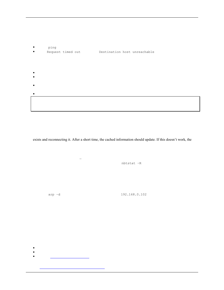 Verify the network path to a remote web-temp, Check cached information, Deleting a netbios table entry | Deleting an arp table, Getting help | Measurement Computing WEB-TEMP User Manual | Page 28 / 40