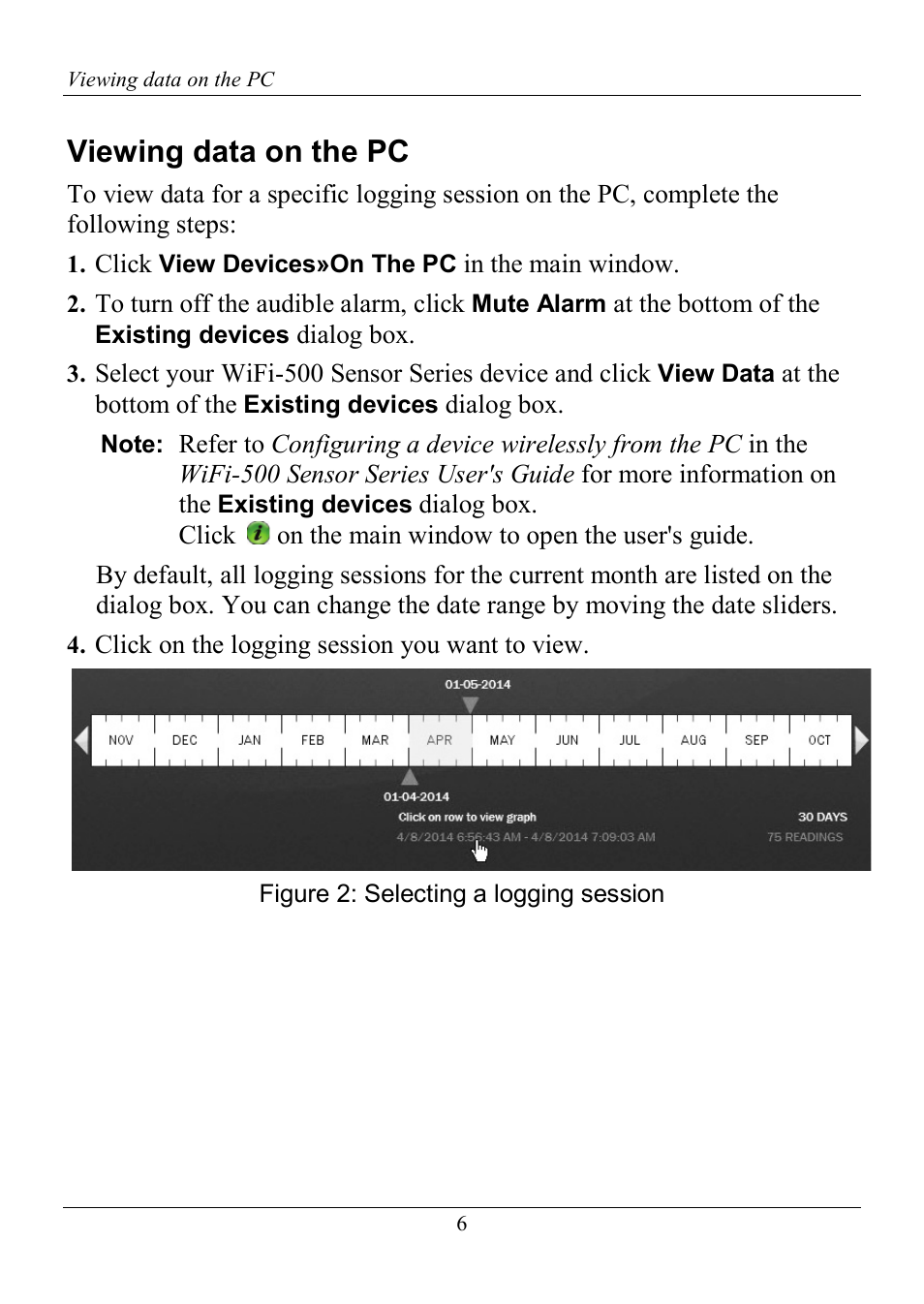 Viewing data on the pc | Measurement Computing WiFi-500 Sensor Series Quick Start User Manual | Page 6 / 14