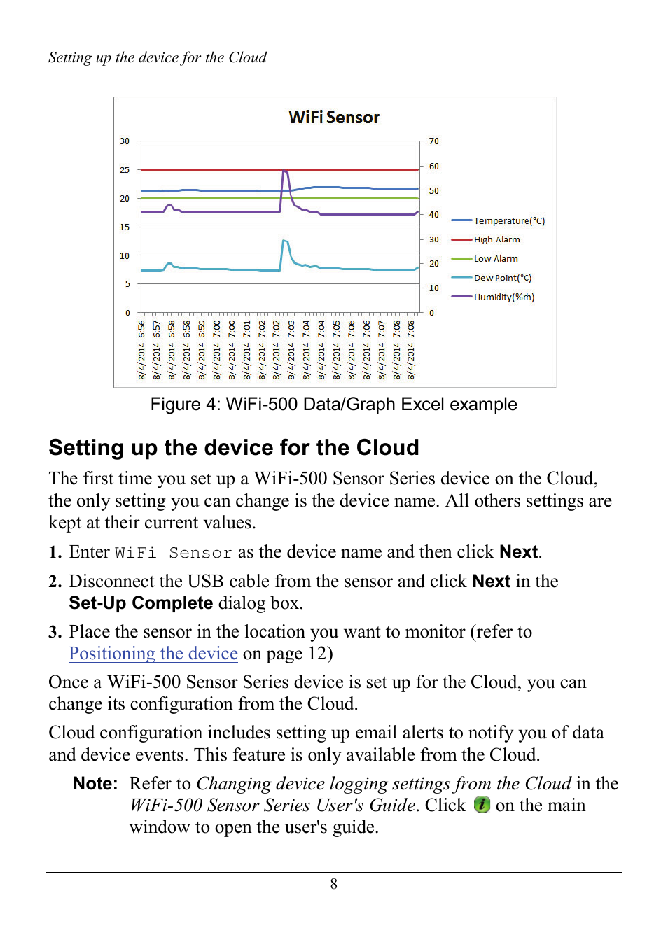 Setting up the device for the cloud, Setting up the sensor for the cloud | Measurement Computing WiFi-500 Sensor Series Quick Start User Manual | Page 8 / 14