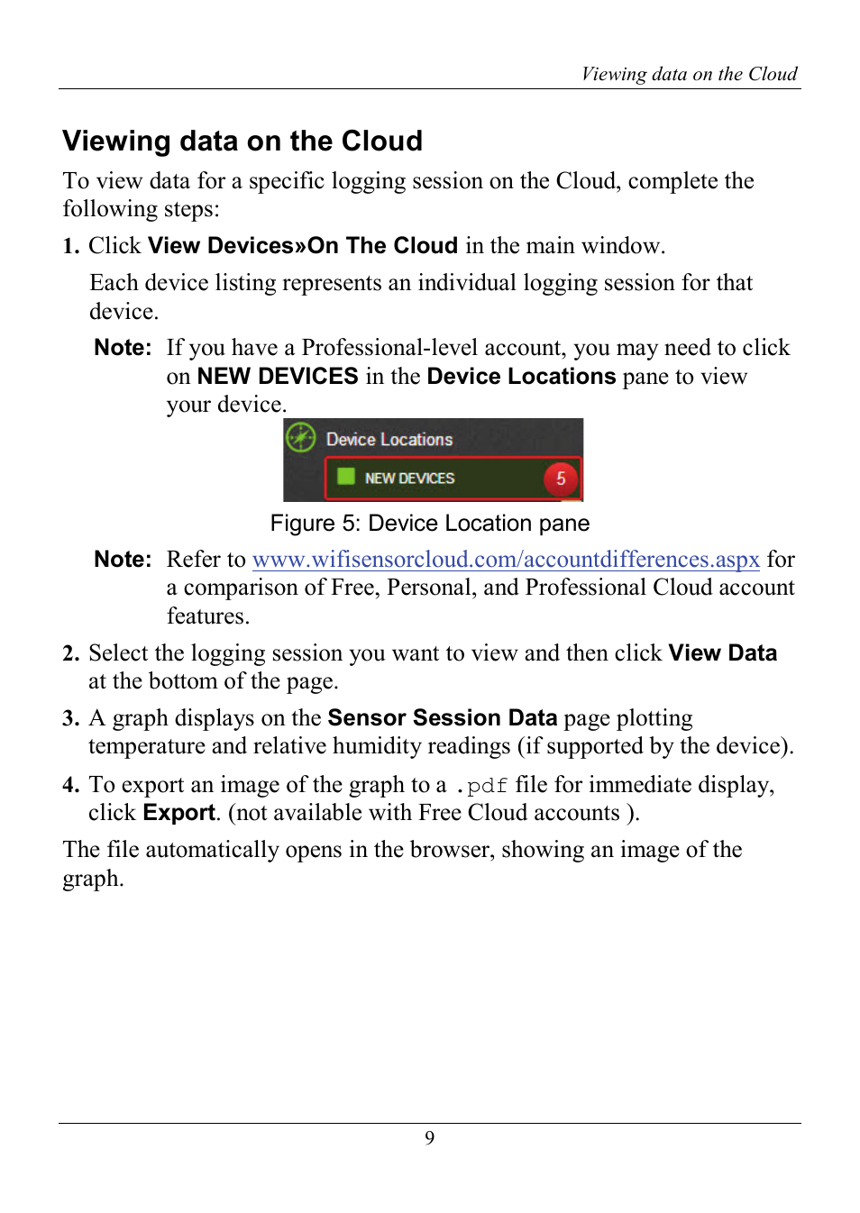 Viewing data on the cloud, Viewing data on the wifi-500 sensor series display | Measurement Computing WiFi-500 Sensor Series Quick Start User Manual | Page 9 / 14
