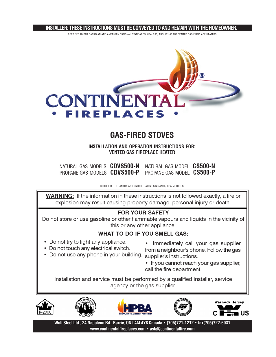 Continental CDVS500-N User Manual | 24 pages