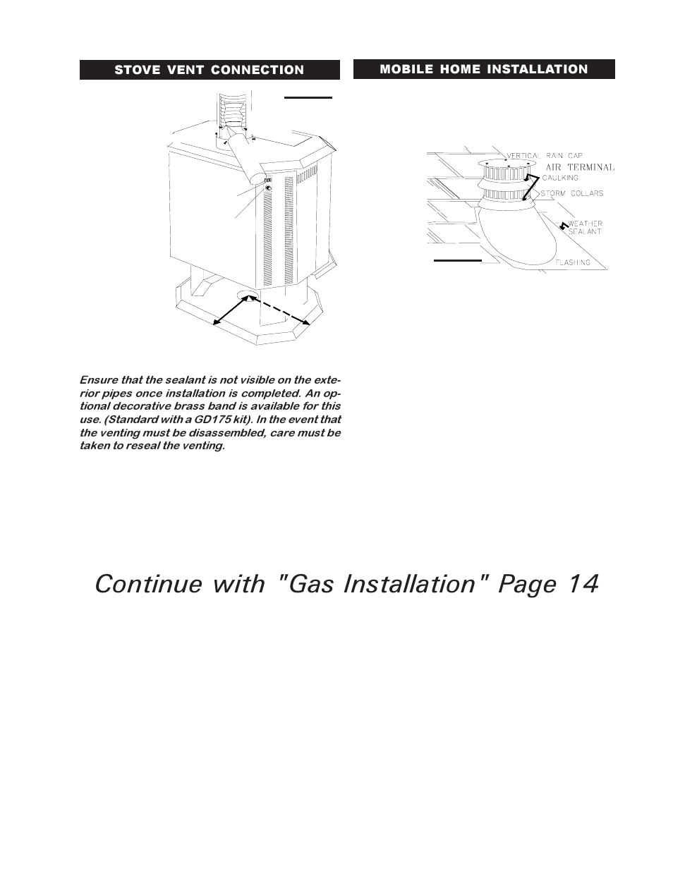 Continue with "gas installation" page 14 | Continental CDVS500-N User Manual | Page 11 / 24