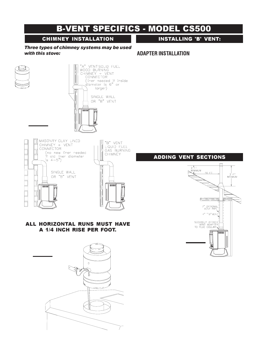 B-vent specifics - model cs500 | Continental CDVS500-N User Manual | Page 12 / 24