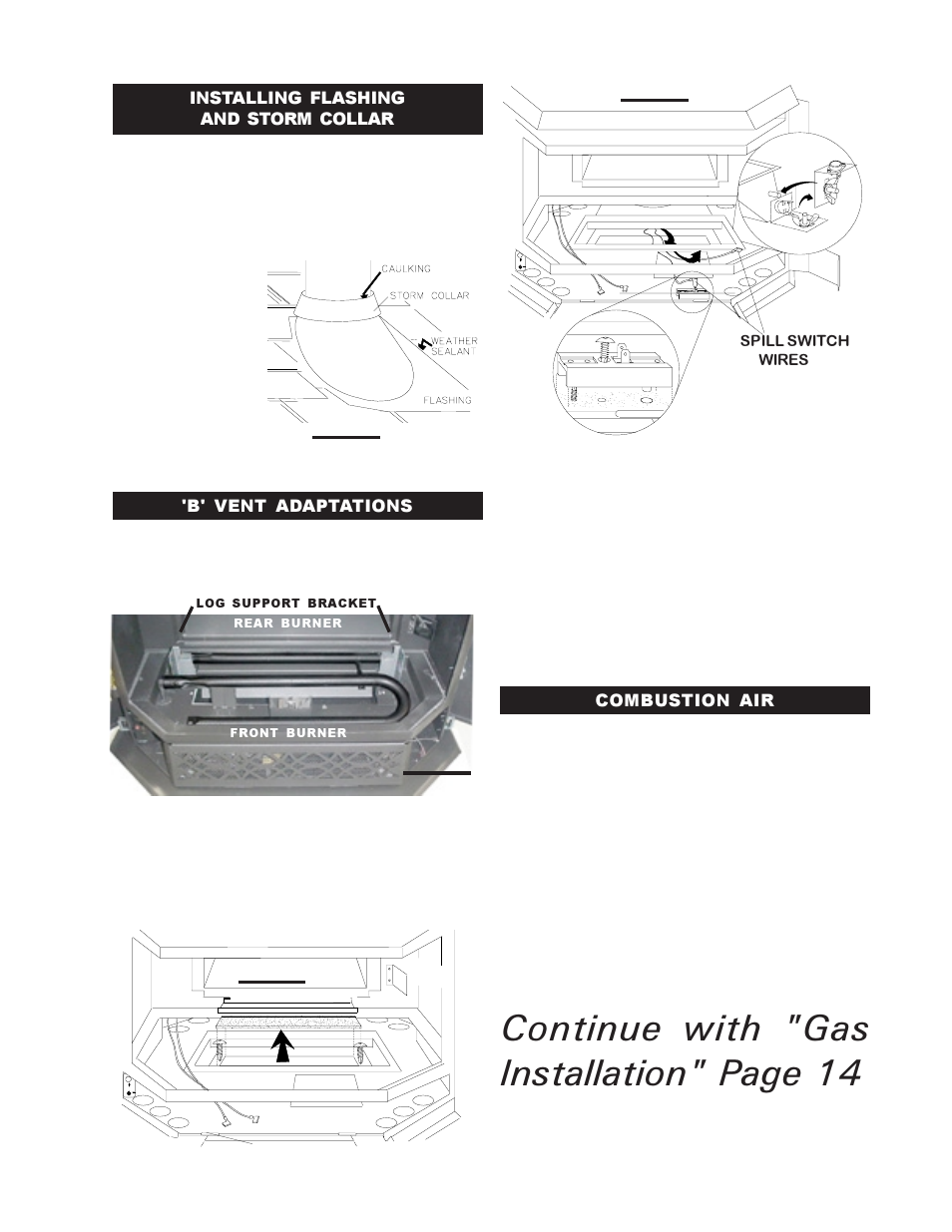 Continue with "gas installation" page 14 | Continental CDVS500-N User Manual | Page 13 / 24