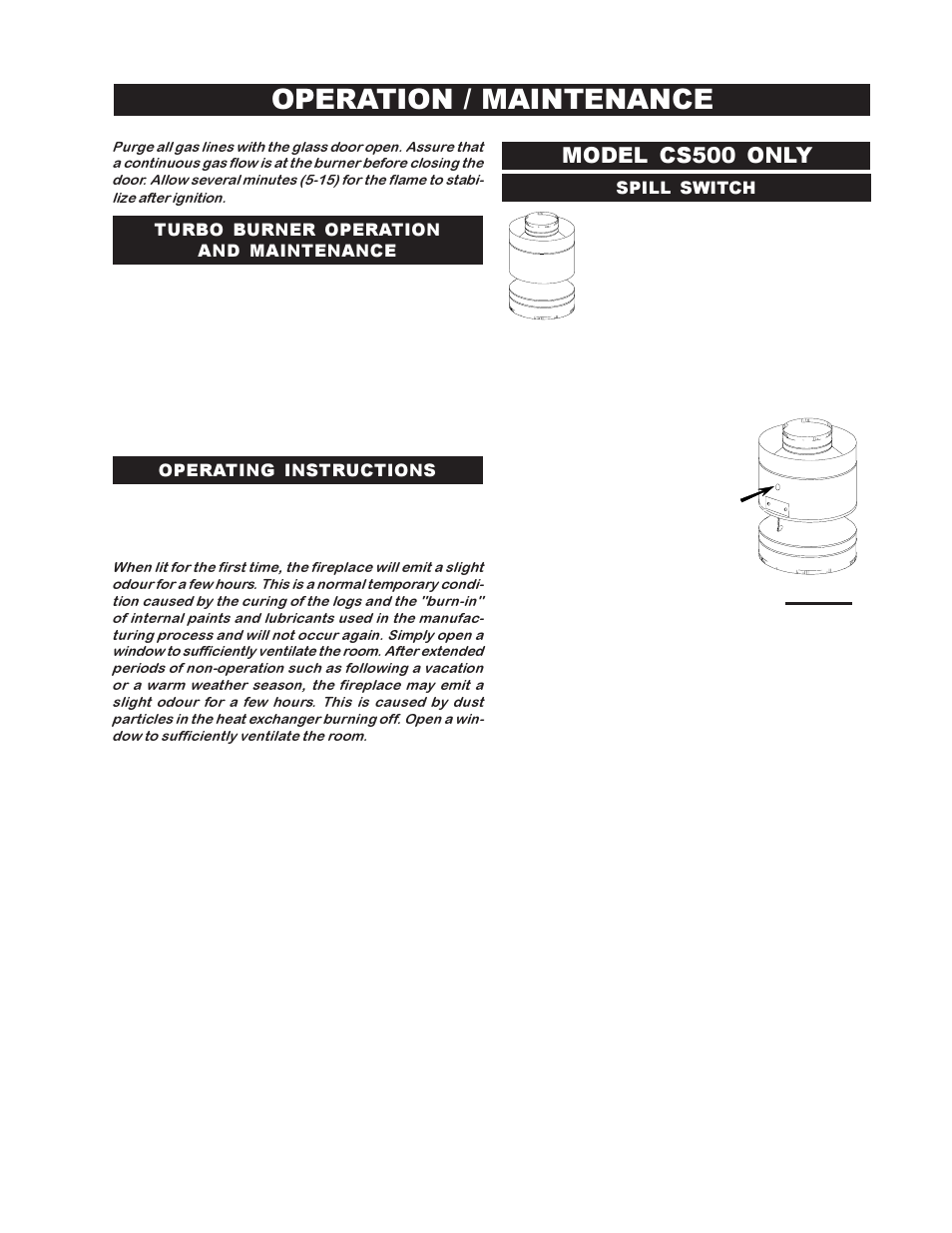 Operation / maintenance, Model cs500 only | Continental CDVS500-N User Manual | Page 17 / 24