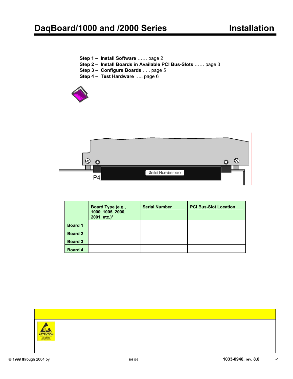Caution | Measurement Computing DaqBoard 1000 Series User Manual | Page 11 / 88