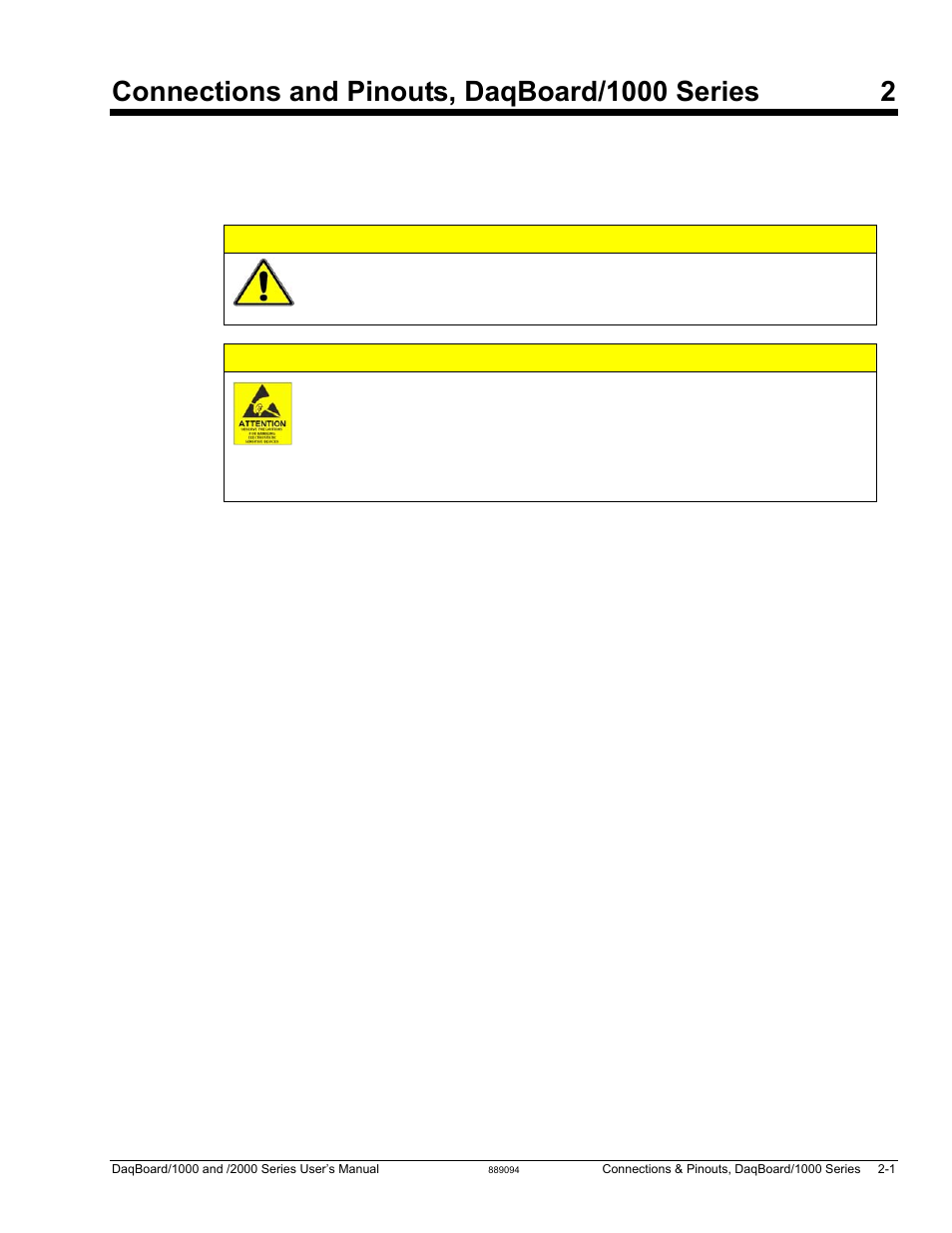Connections and pinouts, daqboard/1000 series, Overview, Caution | Measurement Computing DaqBoard 1000 Series User Manual | Page 47 / 88