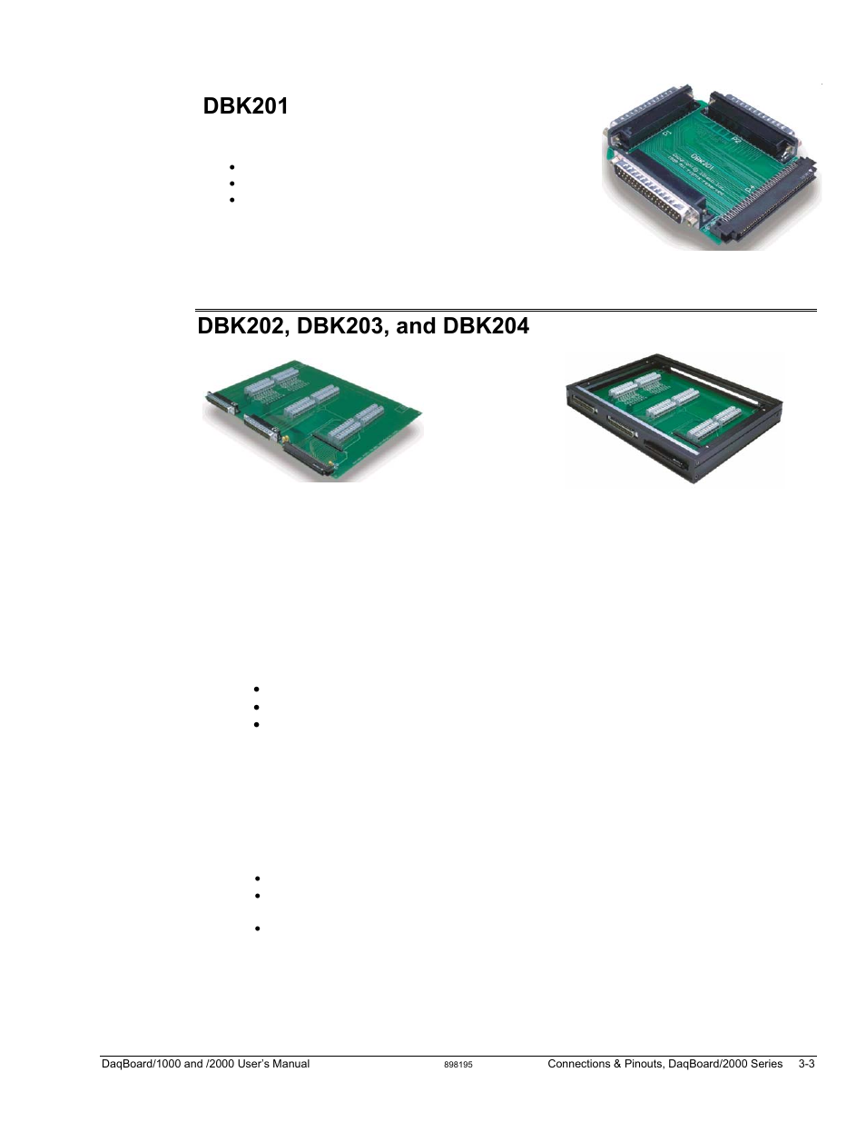 Dbk201 | Measurement Computing DaqBoard 1000 Series User Manual | Page 53 / 88