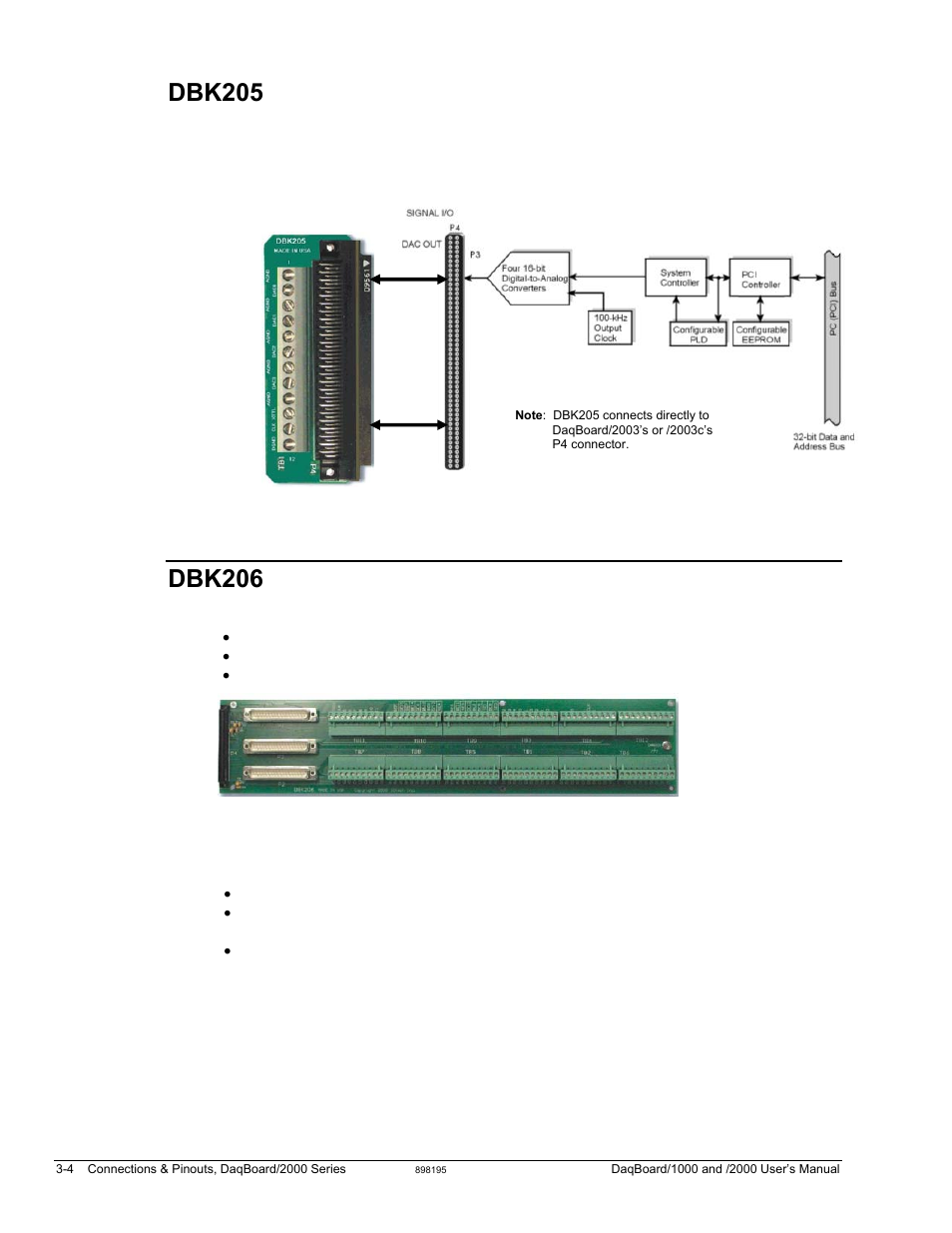 Dbk205, Dbk206 | Measurement Computing DaqBoard 1000 Series User Manual | Page 54 / 88