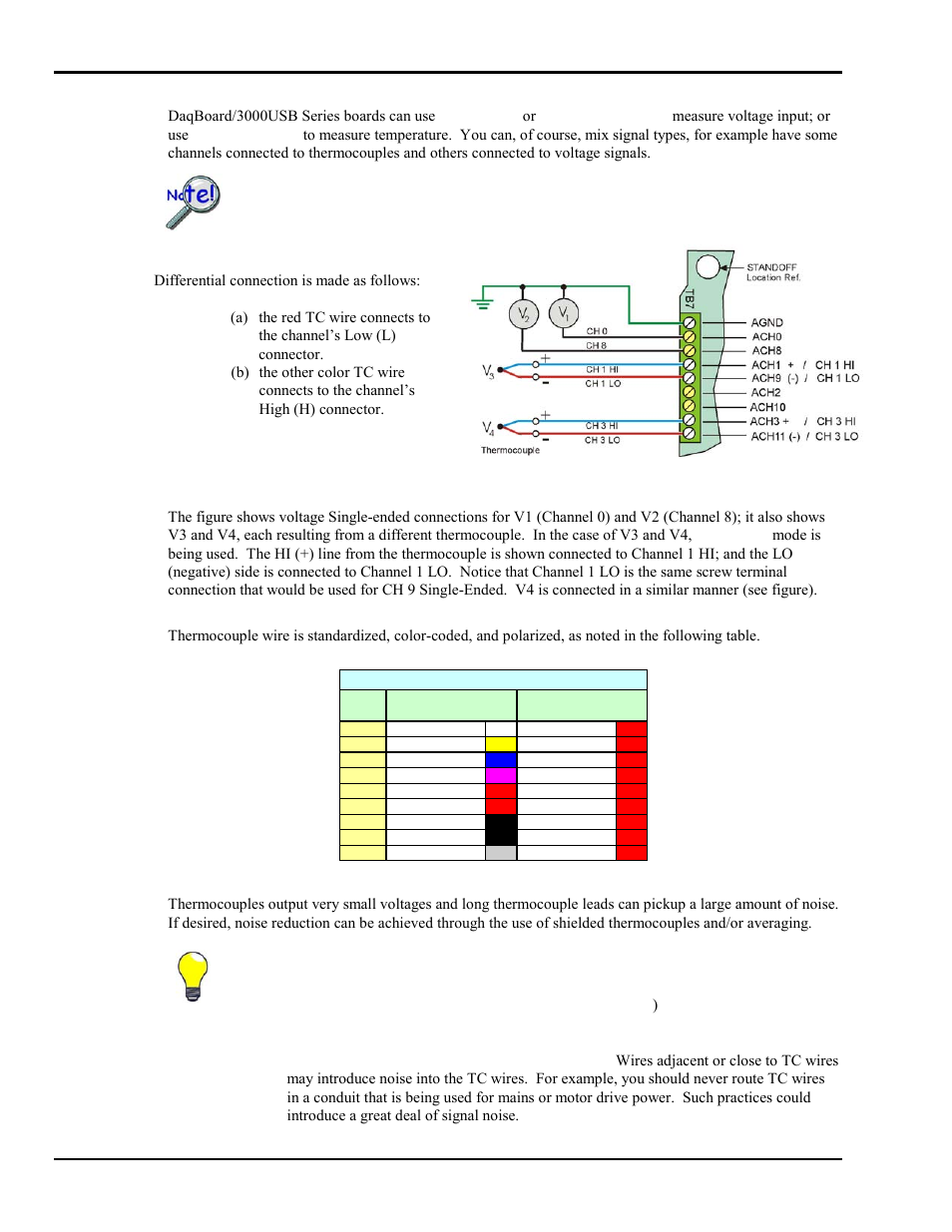 Connecting thermocouples to screw terminal blocks | Measurement Computing DaqBoard 3000USB Series User Manual | Page 122 / 128