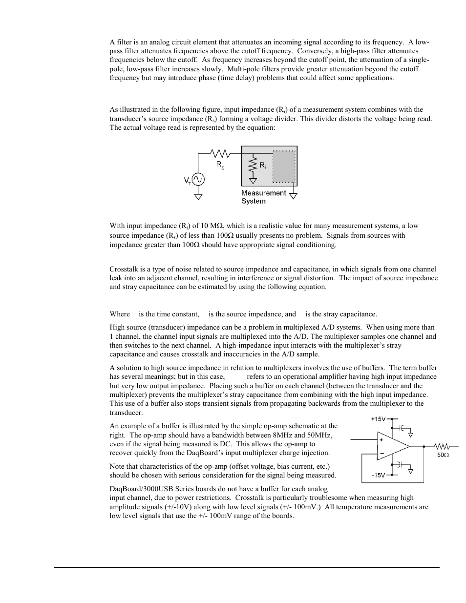 System noise, Analog filtering, Input | Source impedance, Crosstalk | Measurement Computing DaqBoard 3000USB Series User Manual | Page 125 / 128