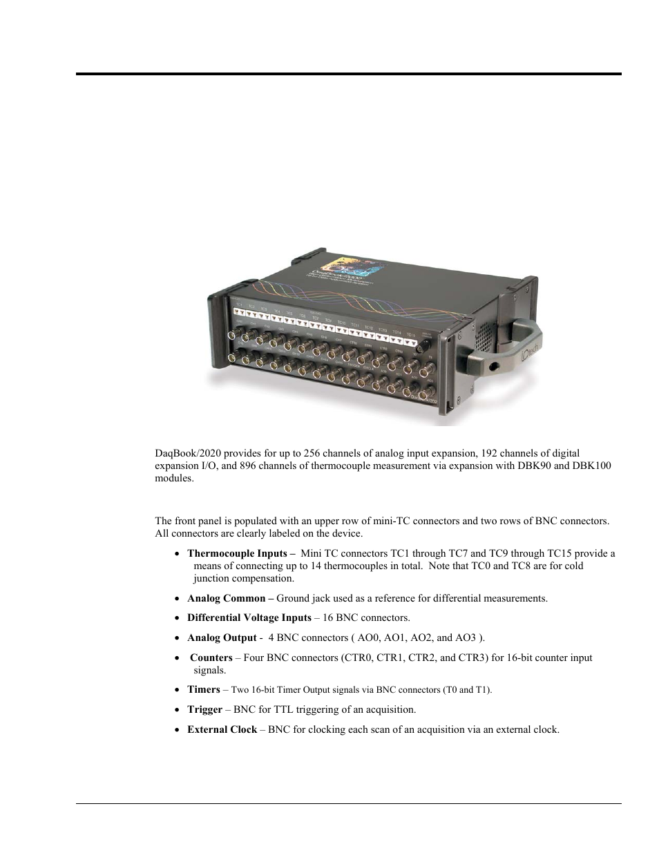 Ch 4 - connectors, Daqbook/2020, Connectors, indicators, cables, & pinouts 4 | Measurement Computing DaqBook 2000 Series User Manual | Page 31 / 90