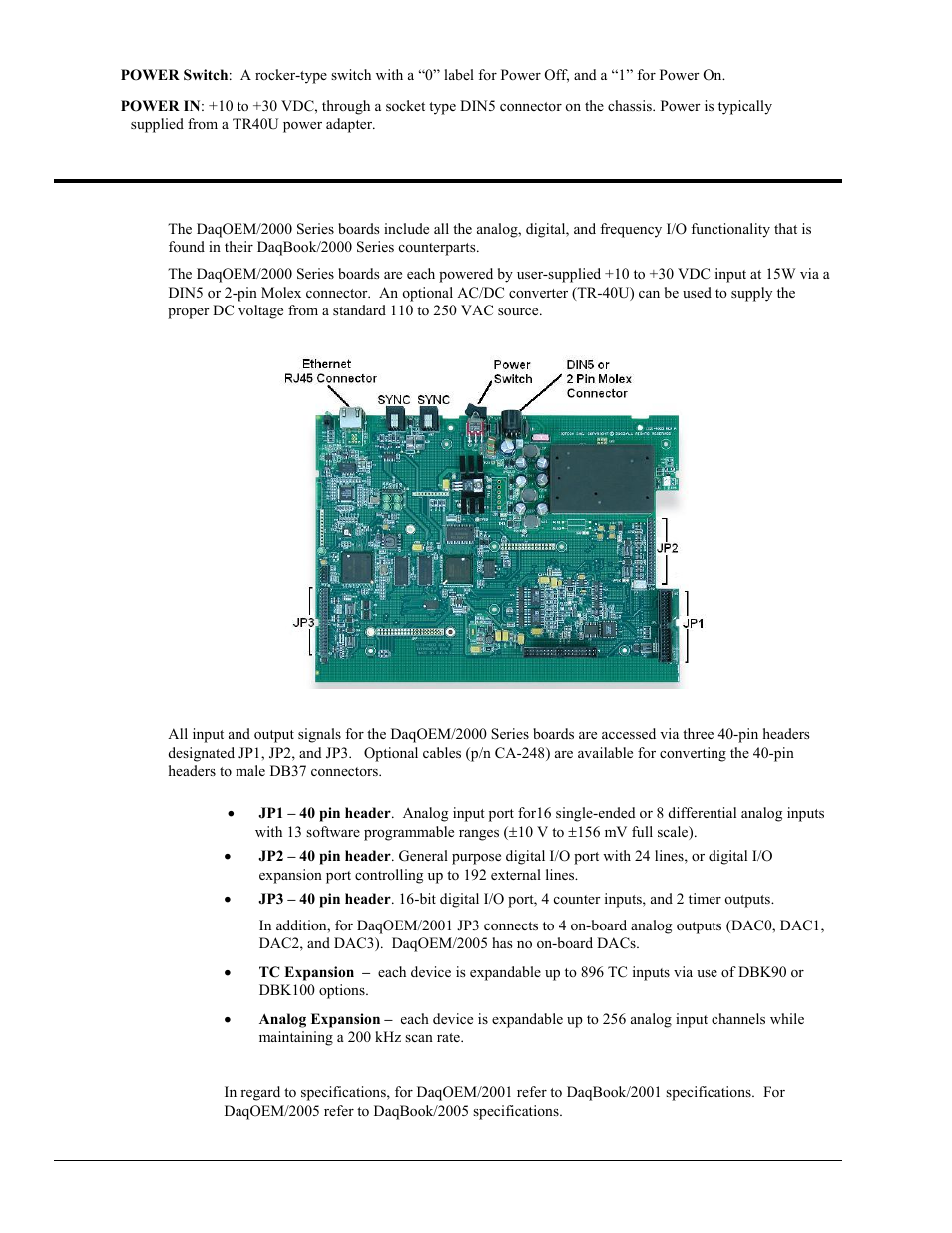 Daqoem/2001 and daqoem/2005 | Measurement Computing DaqBook 2000 Series User Manual | Page 34 / 90