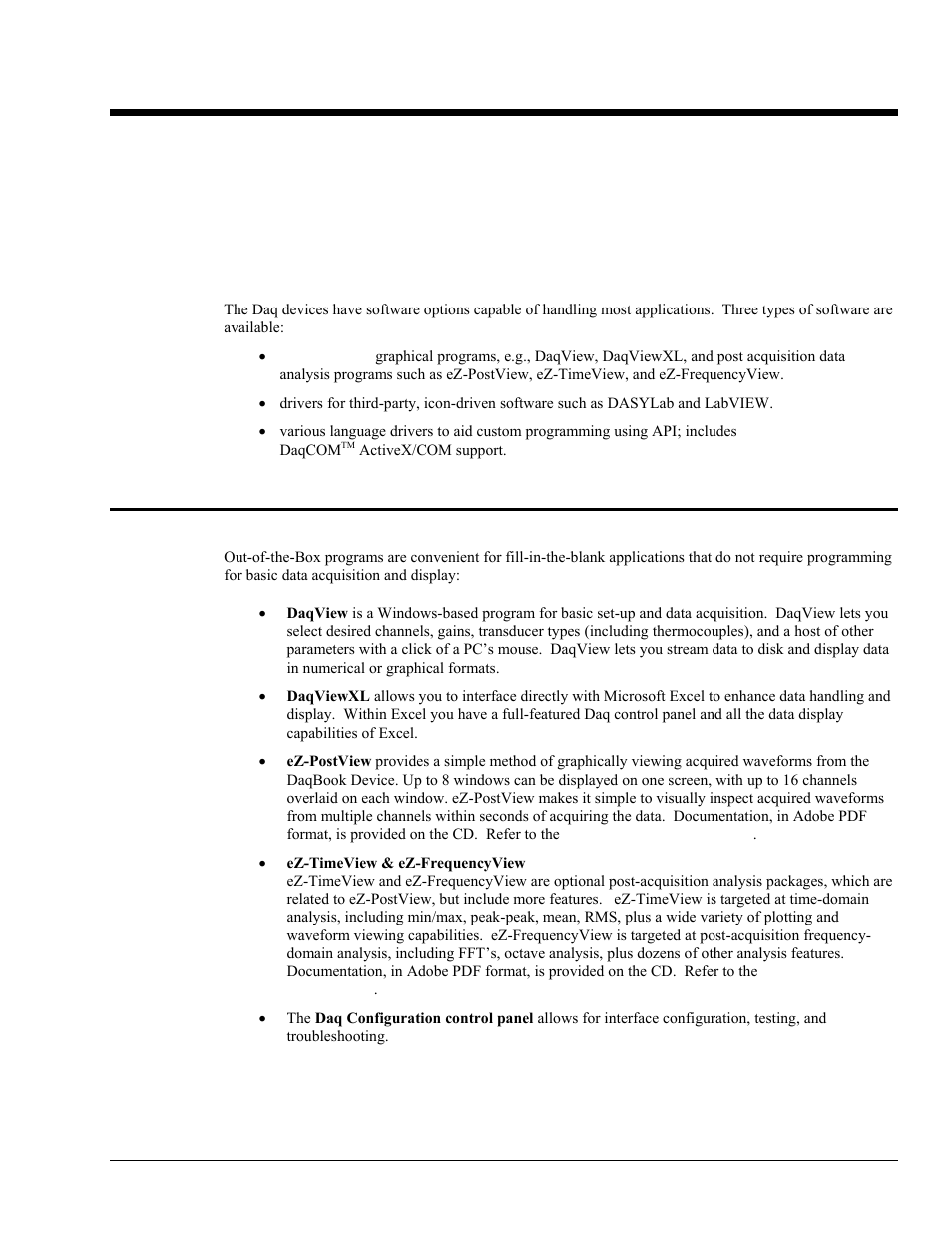 Ch 5 - software, Overview, Out-of-theboxtm software | Software 5, Out-of-thebox, Software | Measurement Computing DaqBook 2000 Series User Manual | Page 41 / 90
