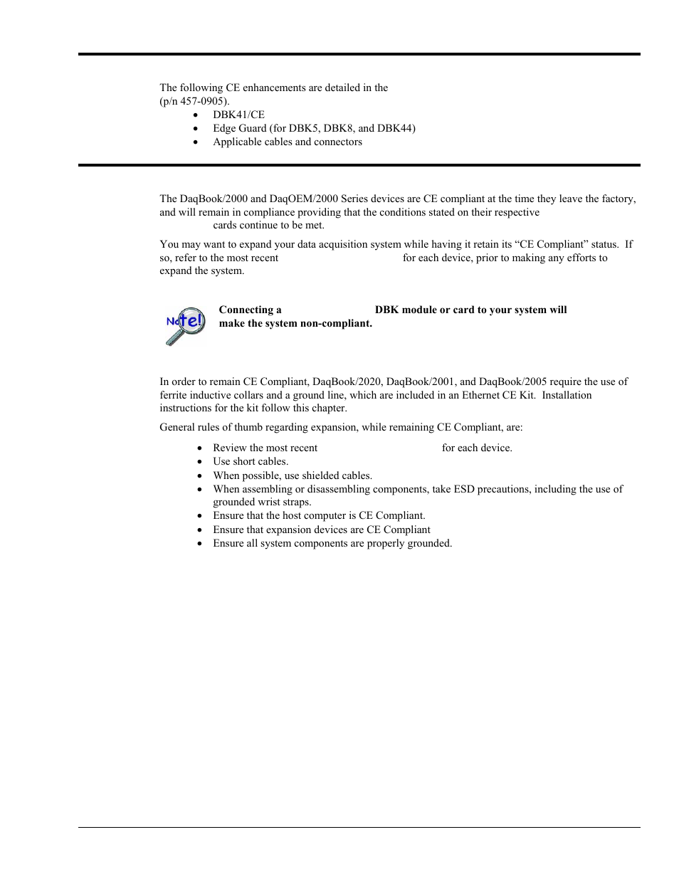 Ce enhancements for dbks, Ce compliance for system expansion | Measurement Computing DaqBook 2000 Series User Manual | Page 59 / 90