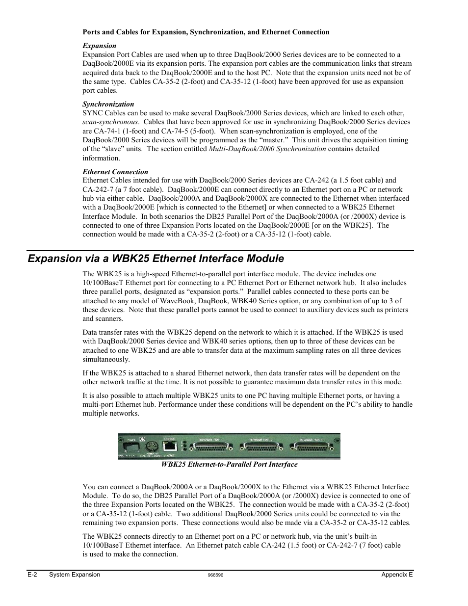 Expansion via a wbk25 ethernet interface module | Measurement Computing DaqBook 2000 Series Installation User Manual | Page 34 / 46
