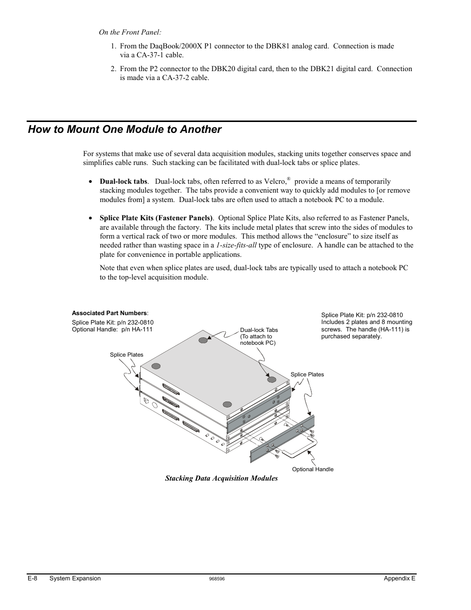 How to mount one module to another | Measurement Computing DaqBook 2000 Series Installation User Manual | Page 40 / 46