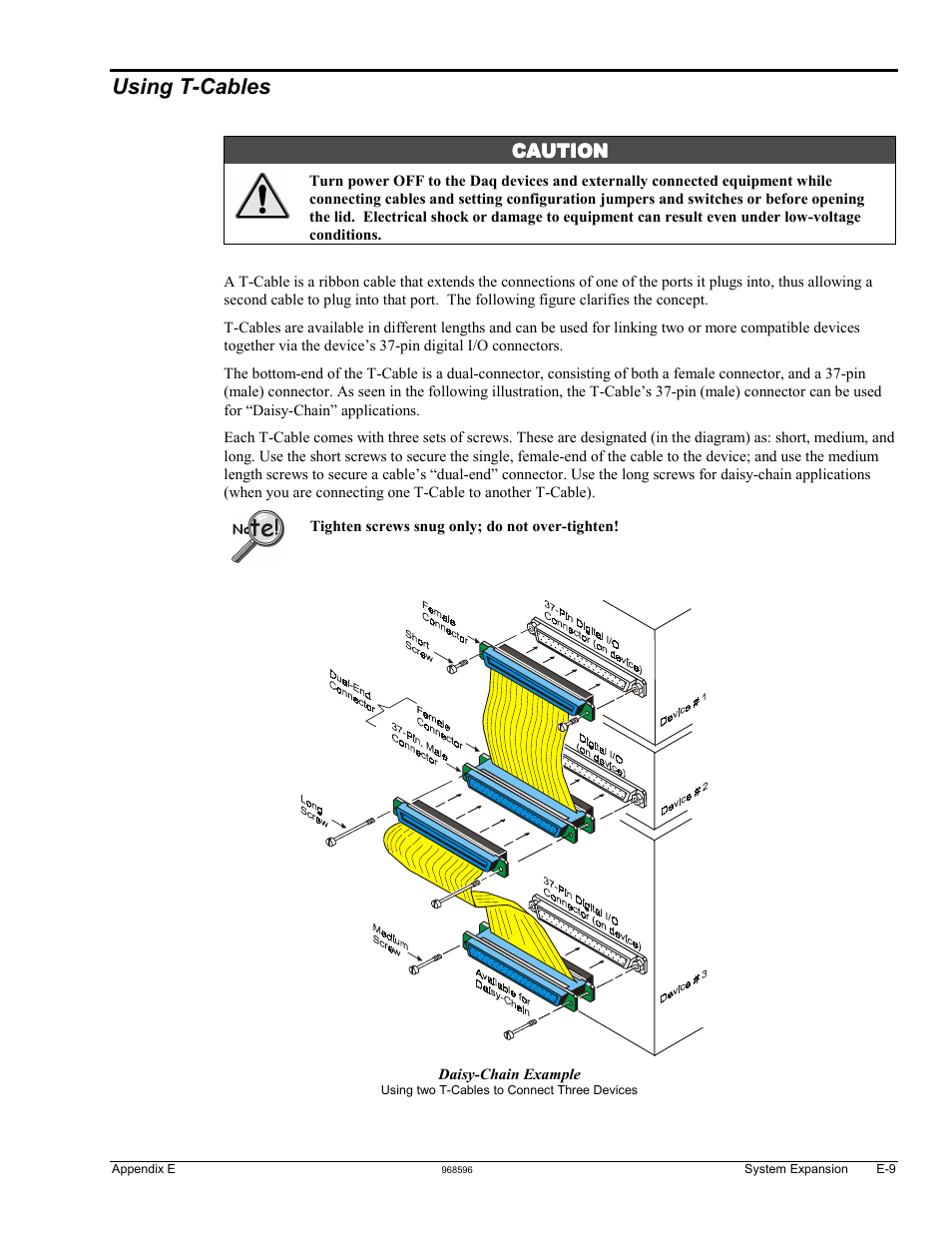 Using t-cables, Caution | Measurement Computing DaqBook 2000 Series Installation User Manual | Page 41 / 46
