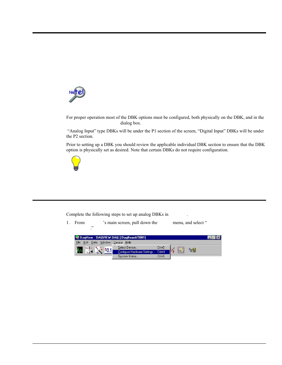 Ch 3 - the configure system hardware dialog box, Setting up analog dbks, The configure system hardware dialog box 3 | Overview | Measurement Computing DaqView User Manual | Page 17 / 86