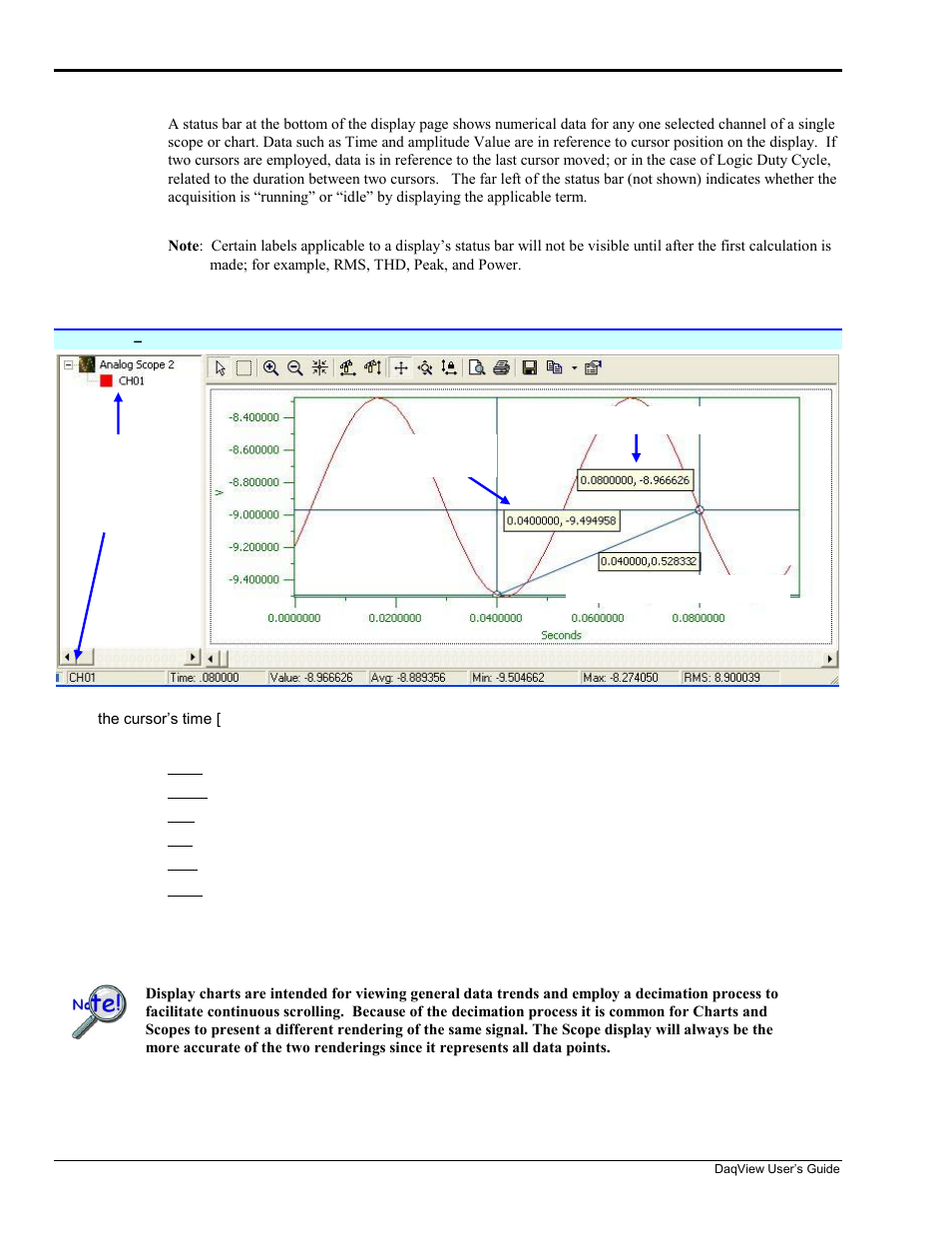 Understanding the status bar | Measurement Computing DaqView User Manual | Page 44 / 86