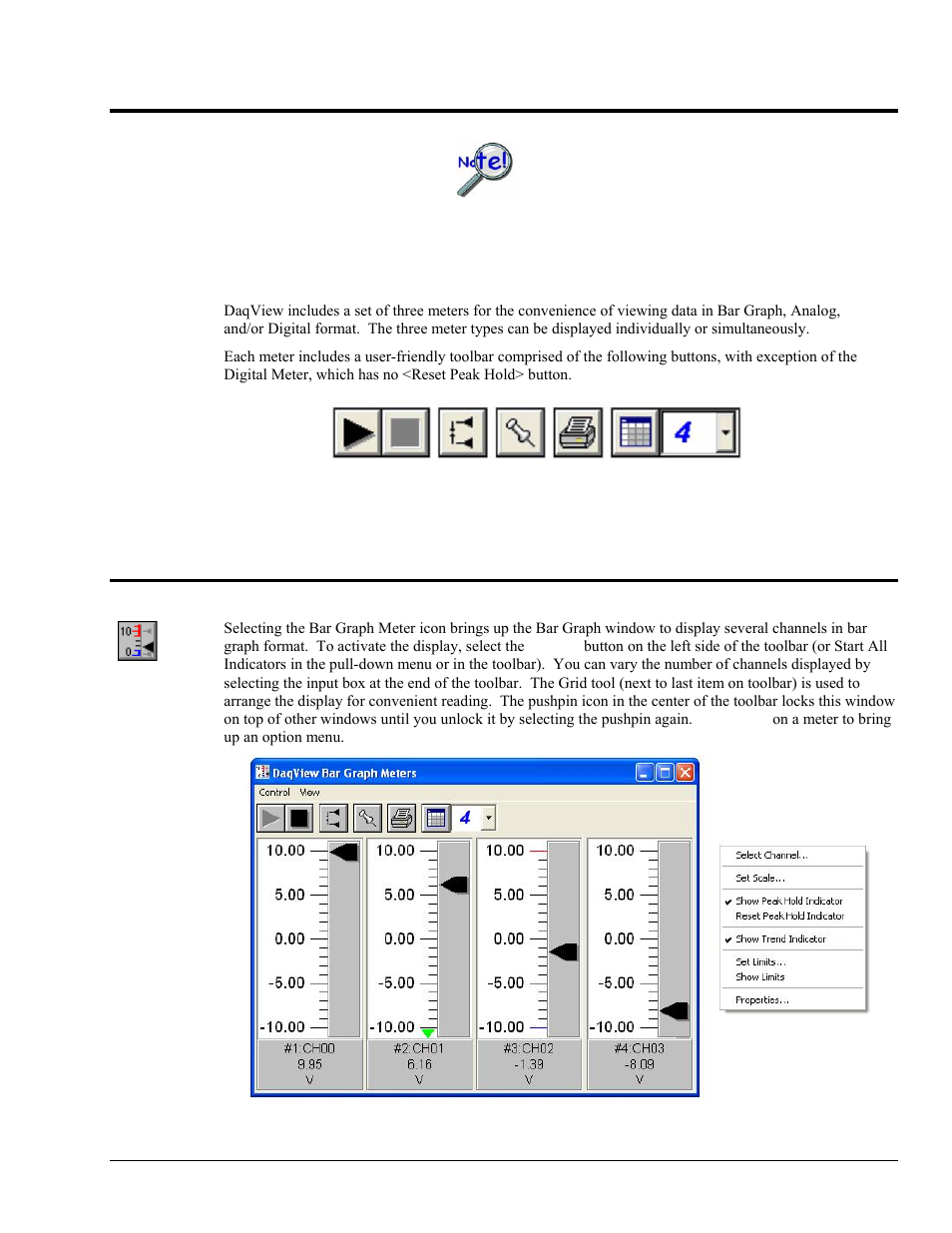 Ch 6 - meters, Bar graph meters, Meters 6 | Measurement Computing DaqView User Manual | Page 47 / 86