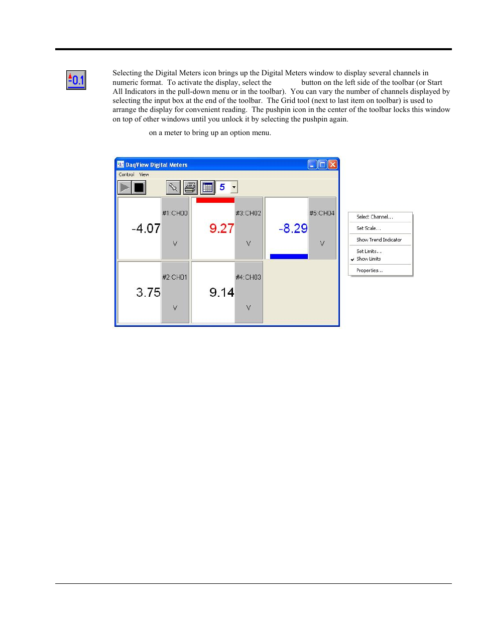 Digital meters | Measurement Computing DaqView User Manual | Page 49 / 86