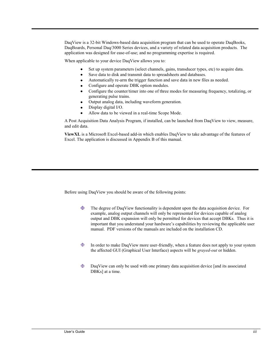 Overview, Before using daqview | Measurement Computing DaqView User Manual | Page 5 / 86