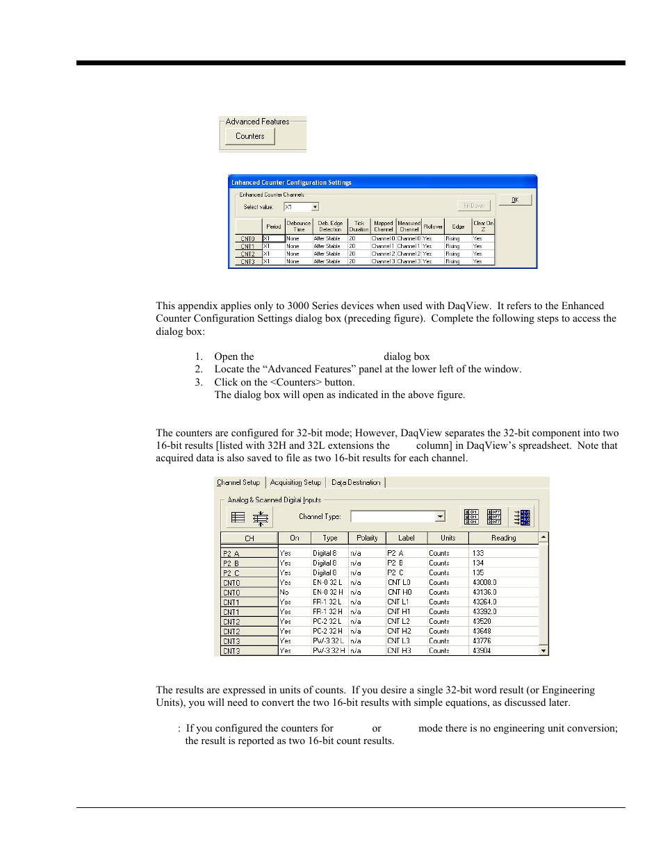 Appendix a, counter-to-engineering units, Appendix a | Measurement Computing DaqView User Manual | Page 69 / 86