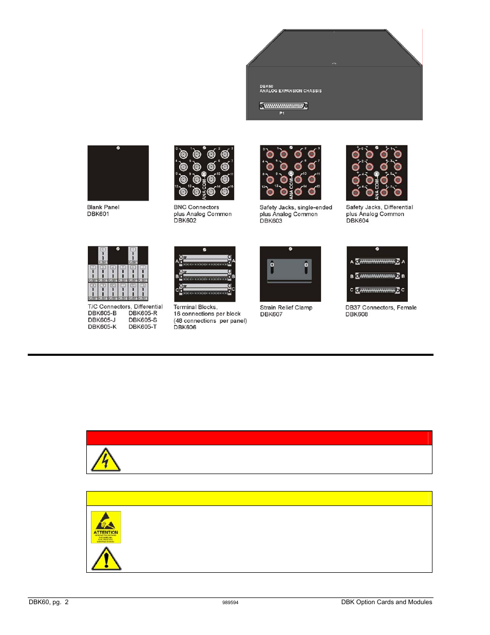Hardware setup, Warning, Caution | Measurement Computing DBK Part 2 User Manual | Page 124 / 306