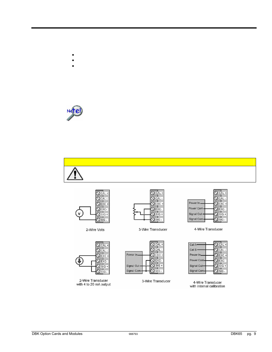 Connecting the dbk65 to signals, Primary data acquisition device, And to the | Caution | Measurement Computing DBK Part 2 User Manual | Page 137 / 306