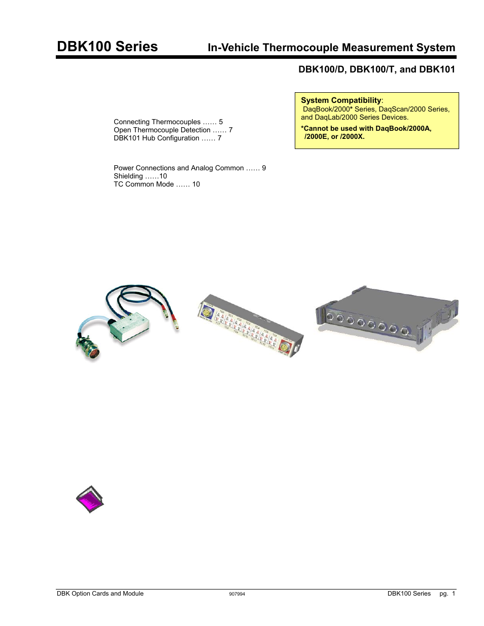Dbk100 series, In-vehicle thermocouple measurement system | Measurement Computing DBK Part 2 User Manual | Page 189 / 306