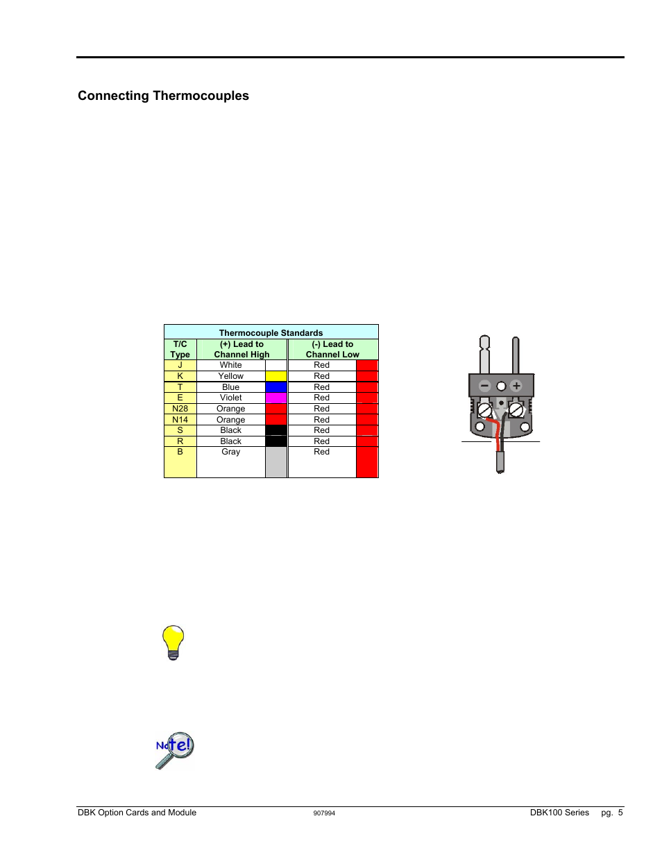 Hardware setup, Connecting thermocouples | Measurement Computing DBK Part 2 User Manual | Page 193 / 306