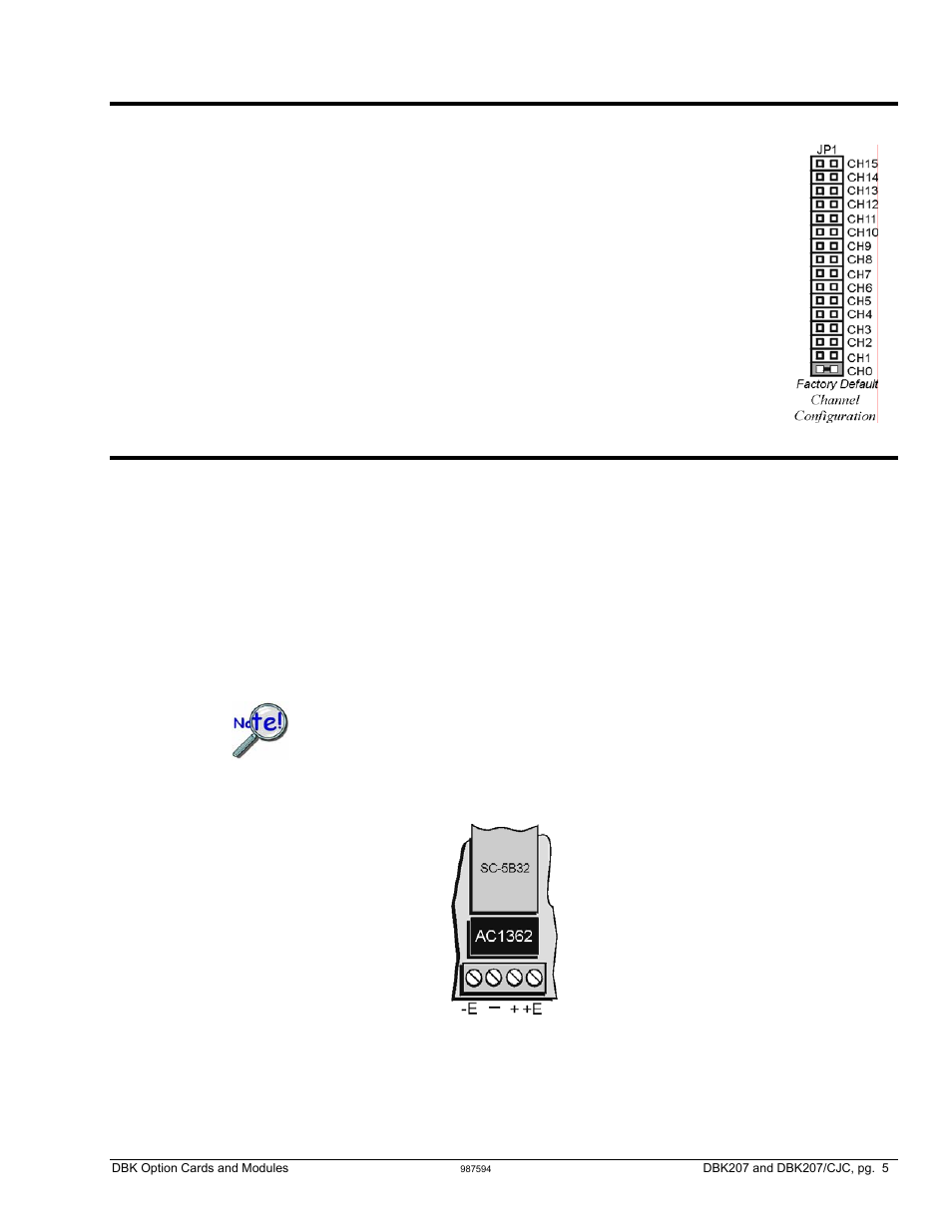 Channel configuration, 5b module connection | Measurement Computing DBK Part 2 User Manual | Page 233 / 306